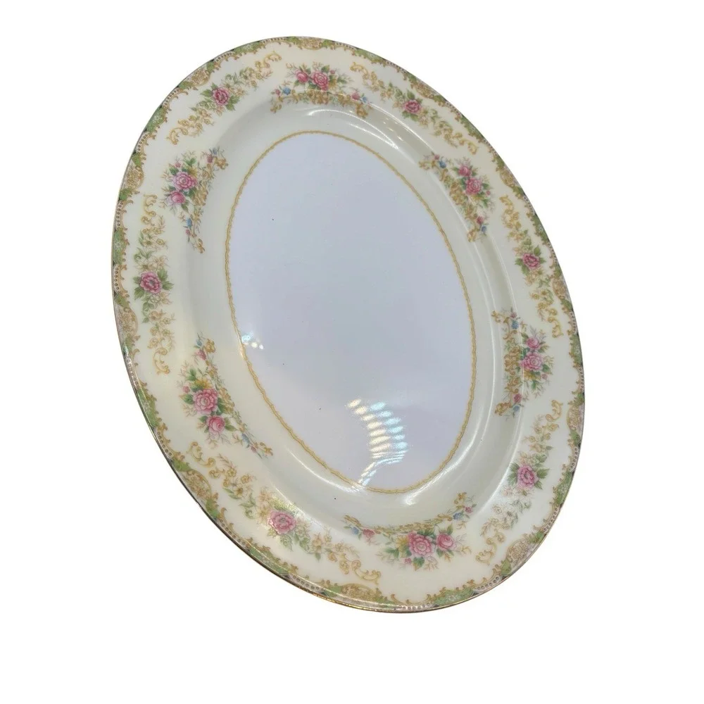 Vintage‎ Noritake Japan Pink Rose Gold Oval Serving Platter